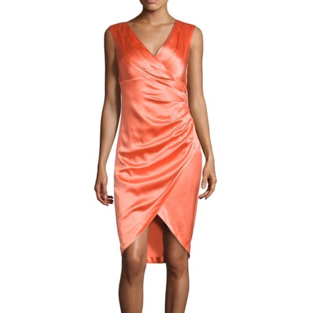Kay Unger Stretch Satin Tulip Skirt Dress